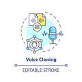 2D customizable voice cloning line icon concept