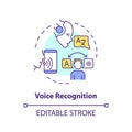 2D customizable voice recognition line icon concept