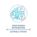 2D customizable voice search optimization line icon concept