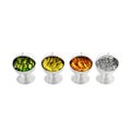 3d cut fruits in metal bowls isolated on a white background.