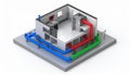 3D Cutaway of Building Plumbing and HVAC Systems Royalty Free Stock Photo