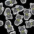 3D Cute Black Cats Pattern Seamless Royalty Free Stock Photo