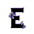 3D Cute butterfly lettering - Letter E