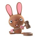 3d Cute cartoon bunny rabbit holds an auction