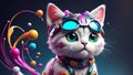 3D cute cat with full of colors and futuristic Royalty Free Stock Photo