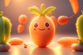 3d cute character Carrot smile on background, ai generative