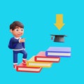 3d cute character going to higher education Back to school concept Royalty Free Stock Photo
