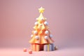 3D cute Christmas tree background Royalty Free Stock Photo