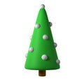 3d cute Christmas tree toy icon with white ball render illustration with clipping path. Winter holiday icon decor