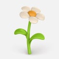 3D Cute colorful daisy flower. Chamomile in cartoon style. Vector illustration