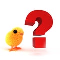 3d Cute Easter chick has a question Royalty Free Stock Photo