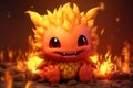 3D Cute Fire Character Ignites Joy and Warmth Royalty Free Stock Photo