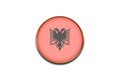 3D cute flag sticker of Albania on white background.