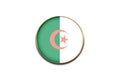 3D cute flag sticker of Algeria on white background.