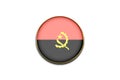 3D cute flag sticker of Angola on white background.