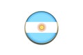 3D cute flag sticker of Argentina on white background.