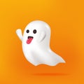3D cute ghost emoji emoticon or illustration element for halloween party Royalty Free Stock Photo