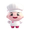 3d cute icon cartoon male chef in a professional uniform. Happy smiling restaurant worker in hat and apron character isolated