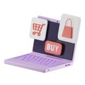 3d Cute laptop with store icons