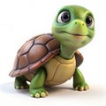 3D cute little turtle isolated on white background Royalty Free Stock Photo