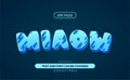 3d cute miaow blue editable text effect. eps vector file background
