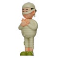 3D Cute Mummy Cartoon Character with hands on the chest