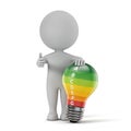 3d cute people - energy label inside light bulb