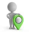 3d cute people - standing green gps icon (pointer) Royalty Free Stock Photo