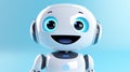 Lively Smiling Robot Animation On Blue Background - Daz3d Style Illustration