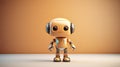 3D cute robot, set against a solid color background, embodies the concept of artificial intelligence (AI).