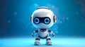 3D cute robot, set against a solid color background, embodies the concept of artificial intelligence (AI).