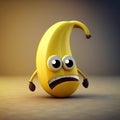 3D cute scared banana cartoon character