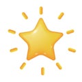 3d cute shiny yellow golden star for mark point score review for feedback achievement reputation