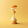 A 3D cute simple and clean hourglass 3D on yellow background generative AI Royalty Free Stock Photo