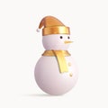 3d cute snowman with Xmas hat Royalty Free Stock Photo