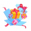 3d Cute Surprise Gift Box With Falling Confetti Royalty Free Stock Photo