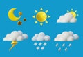 3d Cute Weather Forecast Set Cartoon Style. Vector Royalty Free Stock Photo