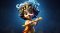 3D cutest little krishna holding flute realistic portrait generative AI