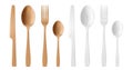 3d cutlery of wood and plastic, disposable set