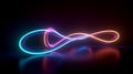 3d cycled animation of glowing line sliding in the shape of an infinity symbol. Abstract neon background, Generative AI