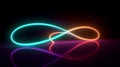 3d cycled animation of glowing line sliding in the shape of an infinity symbol. Abstract neon background, Generative AI