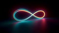 3d cycled animation of glowing line sliding in the shape of an infinity symbol. Abstract neon background, Generative AI Royalty Free Stock Photo