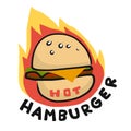 Hot hamburger logo drawing vector illustration Royalty Free Stock Photo