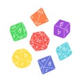 D8 D10 D12 D20 Dice for Board games, RPG dice set for table game vector Royalty Free Stock Photo