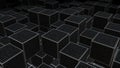 3D dark cubes filled with binary code representing blockchain technology and secure digital data systems in a virtual tech network Royalty Free Stock Photo