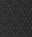 3D dark paper art Islamic geometry cross pattern seamless background