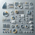 3D Data Visualization Infographic with Modern Charts and Graph Elements in Minimal Design Royalty Free Stock Photo