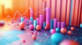 3D Data Visualization, Vibrant 3D charts and graphs showcasing data analysis and business growth trends in a contemporary