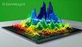 3D Data Visualization Waveform on Digital Display Royalty Free Stock Photo