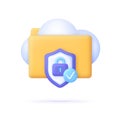 3D Database security illustration. Concept is data security Access. Lock with password with folder. Safe cloud storage Royalty Free Stock Photo